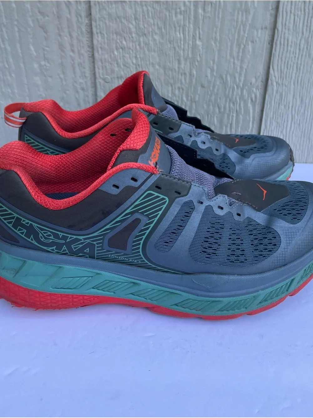 Hoka One One Stinson ATR 5 Running Shoes Mens 9 Blue/Orange F27219E read